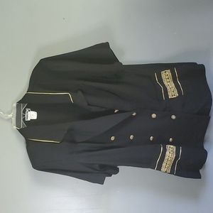 Marilyn B, black & gold, short sleeve, jacket, with pockets, size 16, retro